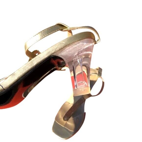 Midnight Velvet Gold Classique Marnie Strap Sandals With Rhinestone Detail - Picture 4 of 6